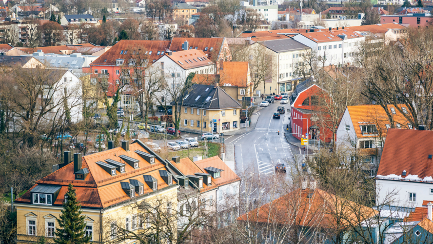 Abbildung Luftaufnahme von Häusern 