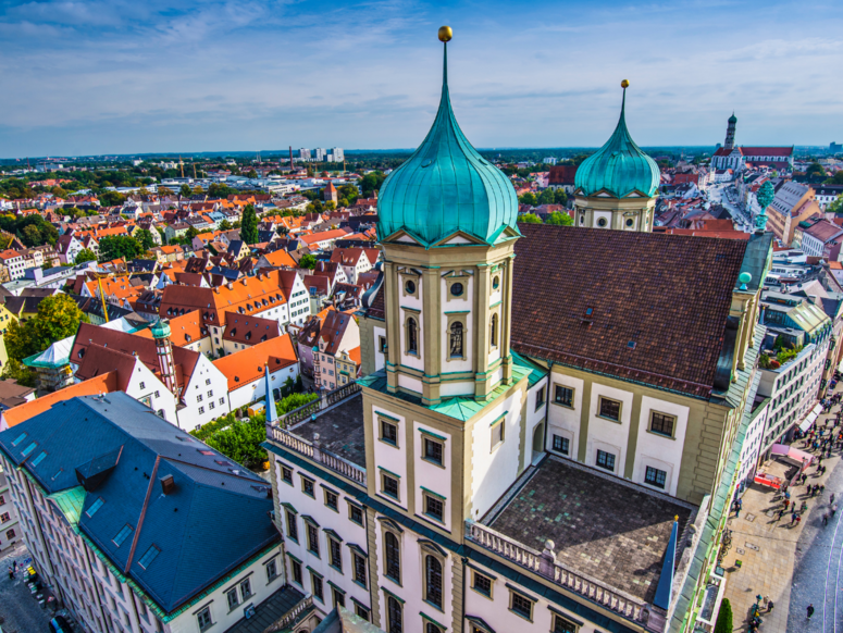 Abbildung Blick von oben auf die Stadt Augsburg 